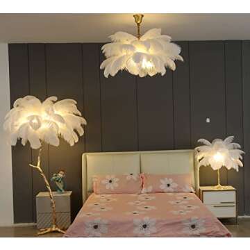 XIHOME Modern Luxury Real Ostrich Feather Gold Floor Lamp - Elegant Lighting for Every Space