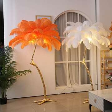 Luxury Ostrich Feather Gold Floor Lamp for Elegant Spaces