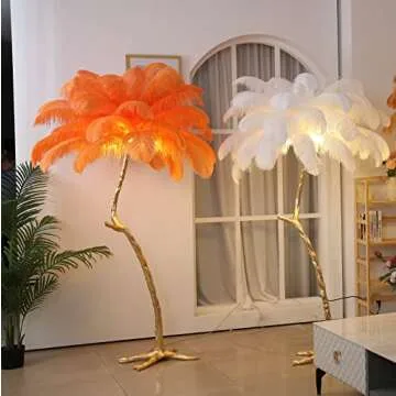 Luxury Ostrich Feather Gold Floor Lamp for Elegant Spaces