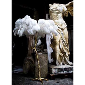Luxury Ostrich Feather Gold Floor Lamp for Elegant Spaces