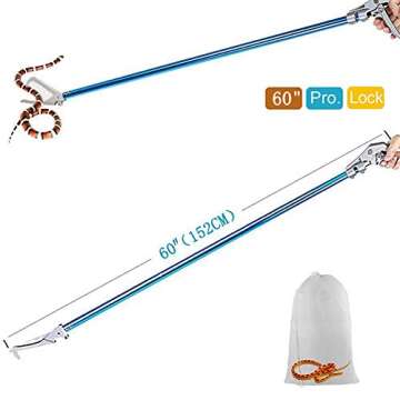 V-CHEETONG 60inch Snake Tong Reptile Grabber - Aluminum Alloy Wide Jaw Tool