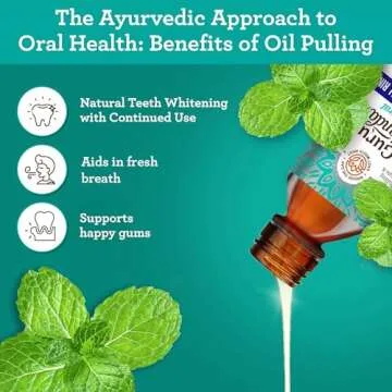 GuruNanda Travel Size Coconut Oil Pulling, 7 Essential Oils & Vitamins, Fresh Breath & Whitening Mouthwash, No Alcohol & Fluoride, 3 oz