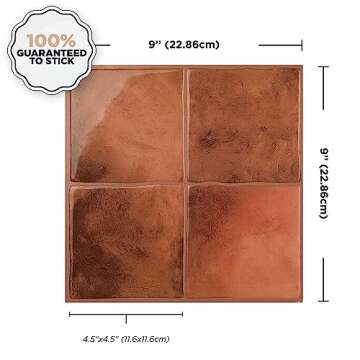 SMART TILES Peel and Stick Backsplash - 5 Sheets of 9" x 9" - 3D Adhesive Peel and Stick Tile Backsplash for Kitchen, Bathroom, Wall Tile
