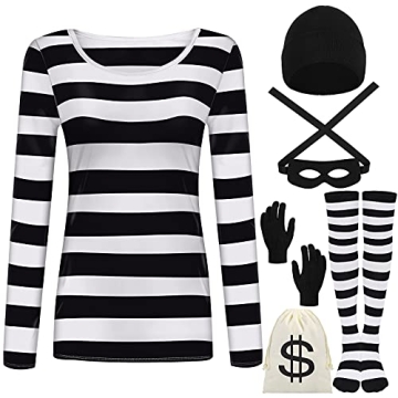 URATOT Women's Robber Costume Set - Complete Thief Accessories for Halloween