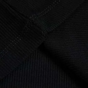 Roselux Womens Long Sleeve Scoop Neck Ribbed Knit Fitted Casual Tops Tee Slim Basic Shirts(3924,Black-S)