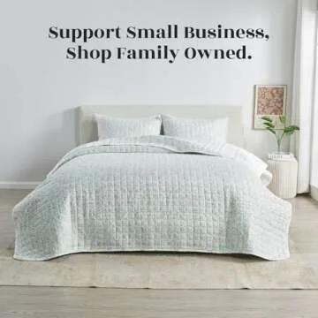 Great Bay Home King Size Floral Quilt Bedding Set | Spring Eucalyptus Floral Bedspread | 3-Piece Reversible Summer Bedding Sets & Collections | Lightweight Quilted Coverlet (King, Eucalyptus Floral)