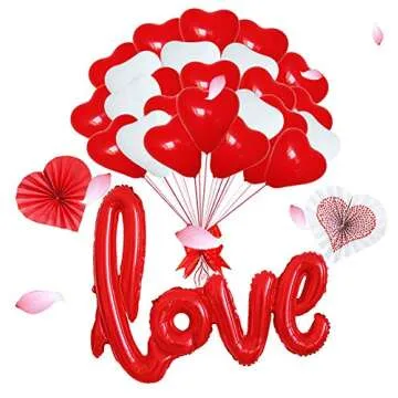 Large Red LOVE Foil Balloons Banner for Weddings and Events