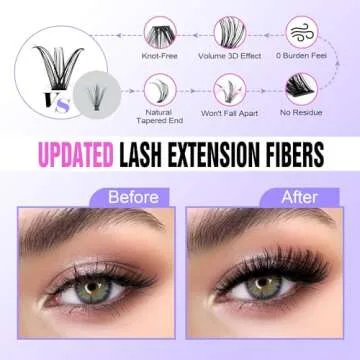 Pawotence Lash Extension Kit, 280 pcs Cluster Lashes, Easy DIY