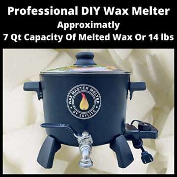 Wax Melter for Candle Making - Holds Approximately 7 Qts of Melted Wax - Easy Pour Valve - by Soylite Candles