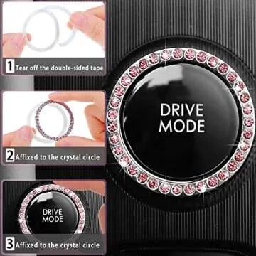 Bling Car Accessories Set for Women - 9 Piece Glamour Kit