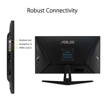 ASUS TUF Gaming VG289Q1A 28” Monitor, 4K UHD (3840 x 2160), IPS, Adaptive-Sync/ FreeSync, Eye Care, DisplayPort HDMI, DCI-P3 HDR 10, Shadow Boost, Black