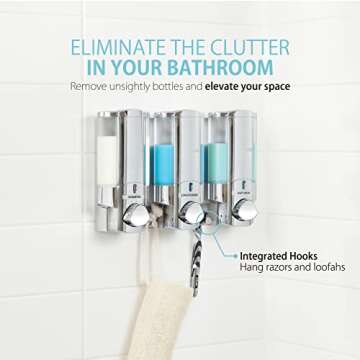 Better Living Products 76345 AVIVA Three Chamber Dispenser, Chrome