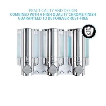 Better Living Products 76345 AVIVA Three Chamber Dispenser, Chrome