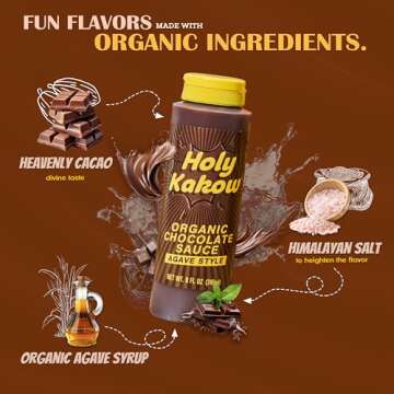 Holy Kakow Organic Chocolate Sauce - Chocolate Syrup, Organic, Sugar Free, Sweetened with Agave, Real Food Ingredients, Specific Flavor - 8oz, 1-Pack