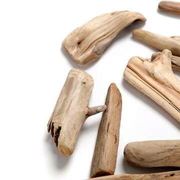 Byher Driftwood Pieces for Crafts Frames Wreath Surf Art Beach Decor (1" - 4", 8OZ, 55pcs)