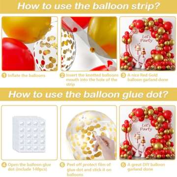 YAOWKY Red Gold Balloons Garland Kit, 120Pcs 18 12 10 5In Red and Gold Balloons With Gold Confetti Balloons for Valentines Wedding New Year's Party Bachelorette Birthday Engagements Decorations