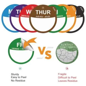 Food Labels Stickers 7 Day of The Week, Removable Day Label Peel Tab for Food Container Kitchen Free...