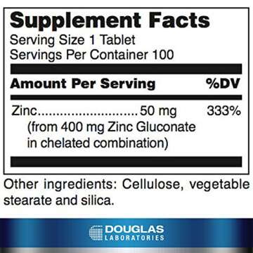 Douglas Laboratories - Zinc Chelate - 50 mg. Zinc Chelated with Gluconic Acid - 100 Tablets