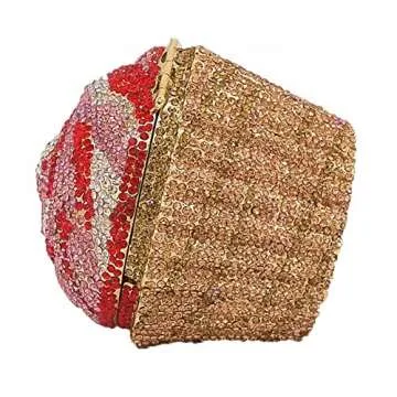 DJBM Cute Cupcake Rhinestone Clutch Diamond Crystal Purse Evening Bags for Women Party Wedding Cocktail Prom, Gold