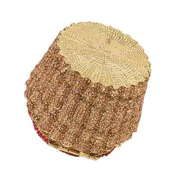 DJBM Cute Cupcake Rhinestone Clutch Diamond Crystal Purse Evening Bags for Women Party Wedding Cocktail Prom, Gold