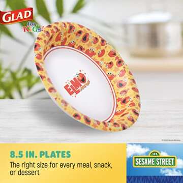 Glad for Kids Elmo Paper Plates | Colorful Plates for Snacks, Meals, Parties