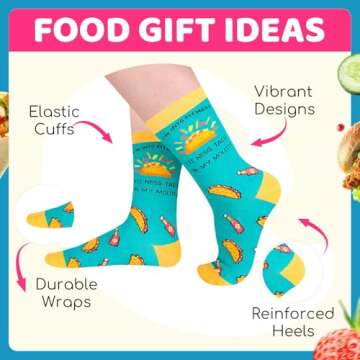 Funny Socks Gift Ideas for Women - Pickle Taco Gifts, Silly Crazy Novelty Socks 2 Pack for Teen Girl...