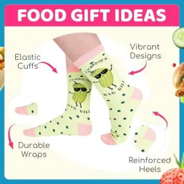 Funny Socks Gift Ideas for Women - Pickle Taco Gifts, Silly Crazy Novelty Socks 2 Pack for Teen Girls, Valentines Day Gifts for Her