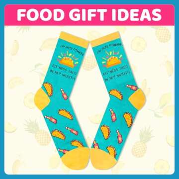 Funny Socks Gift Ideas for Women - Pickle Taco Gifts, Silly Crazy Novelty Socks 2 Pack for Teen Girls, Valentines Day Gifts for Her