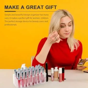 Balacoo Lipstick Display Rack: 24 Compartment Acrylic Gloss Organizer Lipstick Holder Clear Makeup Organizer Case for Lip Gloss Brushes