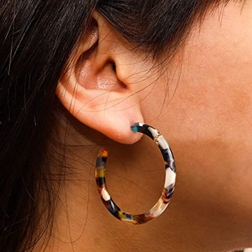 Zodaca Stylish Resin Tortoise Shell Hoop Earrings