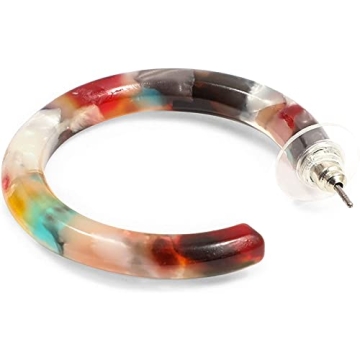 Zodaca Stylish Resin Tortoise Shell Hoop Earrings