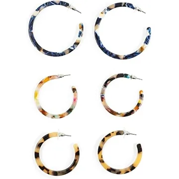 Zodaca Stylish Resin Tortoise Shell Hoop Earrings