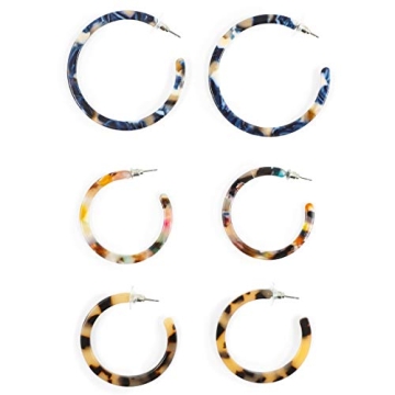 Zodaca Stylish Resin Tortoise Shell Hoop Earrings
