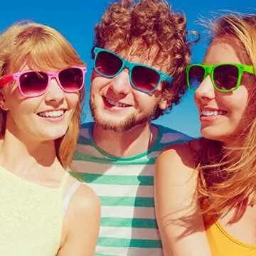 Neon Colors Party Favor Supplies Unisex Sunglasses Pack of 8 (Multicolor)