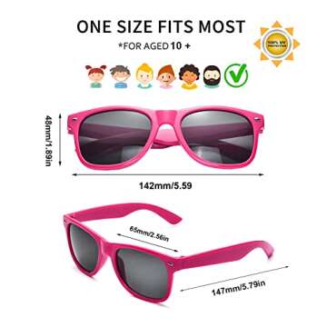 Neon Colors Party Favor Supplies Unisex Sunglasses Pack of 8 (Multicolor)