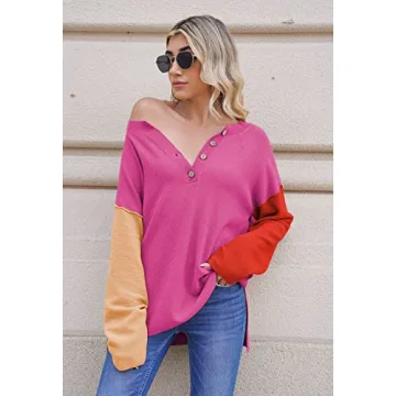 Stylish V Neck Oversized Sweater for Women