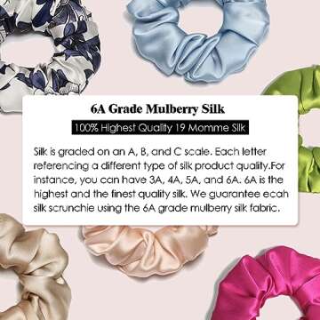 5Pack 1.5MM Silk Scrunchies For Hair 100% Pure Mulberry Silk 19 Momme Scrunchies With Elastic Band Silk Hair Scrunchies Hair Ties for Women