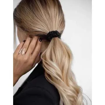 5Pack 1.5MM Silk Scrunchies For Hair 100% Pure Mulberry Silk 19 Momme Scrunchies With Elastic Band Silk Hair Scrunchies Hair Ties for Women