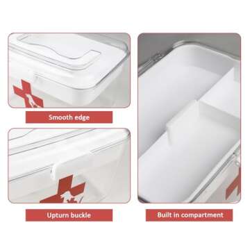 Brabtod 2 Layers Dog First Aid Kit box,Large First Aid Kit Bin,Medic Box for Dog Cat,Empty First Aid...