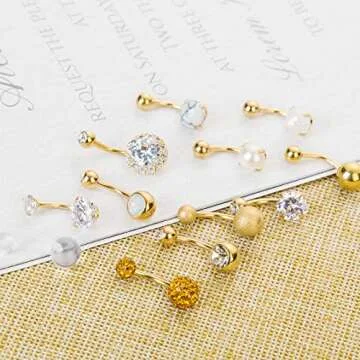 Masedy 12Pcs Durable Belly Button Rings for Women