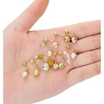 Masedy 12Pcs Durable Belly Button Rings for Women
