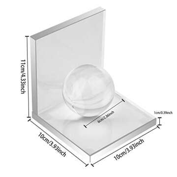 MerryNine Innovative Crystal Clear Bookends with Crystal Ball, 1 Pair L Shape Non Skid Sturdy Crysta...