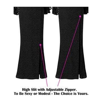 VFSHOW Womens Floral Lace Off Shoulder Bell Sleeve Formal Party Maxi Dress 1810 BLK XL