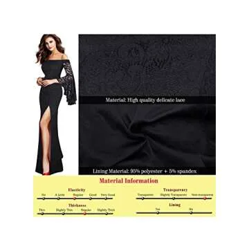 VFSHOW Womens Floral Lace Off Shoulder Bell Sleeve Formal Party Maxi Dress 1810 BLK XL