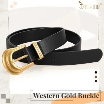 Trendy Western Style Women’s Belt with Gold Buckle