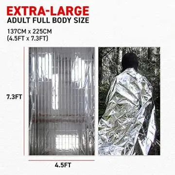 72 HRS MIL-SPEC Emergency Space Blankets – Mylar Survival or Emergency Thermal Blankets for Camping, Hiking, Marathon, First Aid, Emergency Preparedness, Extreme Weather, Shelter (4-Pack)