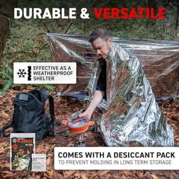 72 HRS MIL-SPEC Emergency Space Blankets – Mylar Survival or Emergency Thermal Blankets for Camping, Hiking, Marathon, First Aid, Emergency Preparedness, Extreme Weather, Shelter (4-Pack)