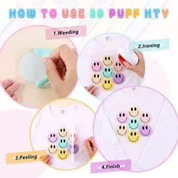 Tintnut 3D Puff Vinyl Heat Transfer - 10 Sheets Pastel HTV