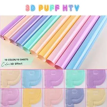 Tintnut 3D Puff Vinyl Heat Transfer - 10 Sheets Pastel HTV