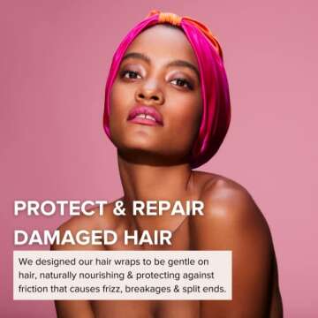 SILKE Hair Wrap - The Poppy | Silk Bonnet for Sleeping | 100% Luxurious Silk Hair Wrap for Sleeping | Silk Hair Bonnet Cap | Silk Sleep Bonnet for Women | Head Wrap - Protects & Repairs Damaged Hair